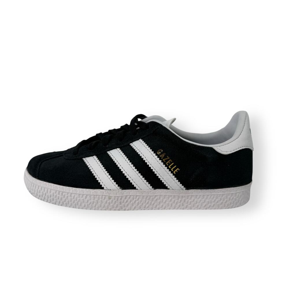 Adidas Gazelle Boy Girl Black White Suede Sneakers Tennis Shoes Youth Sz 1 - Picture 2 of 6